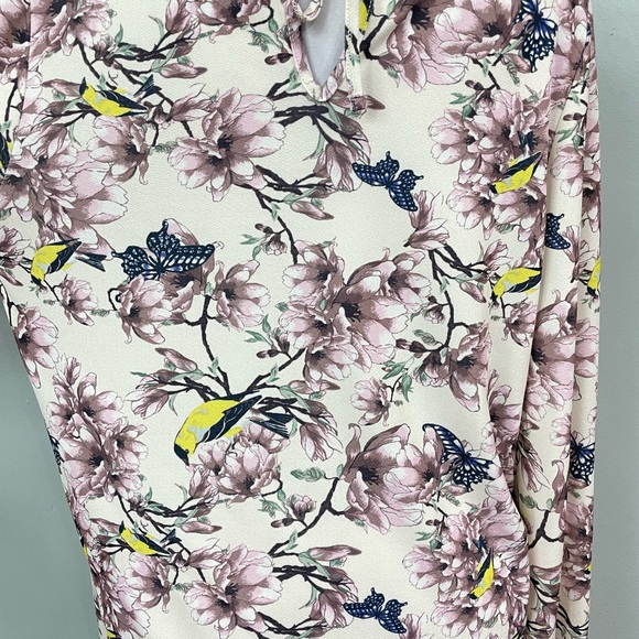 H&M NEW Women's Small Blouse Butterflies Birds Stretchy Long Sleeves - Picture 4 of 6